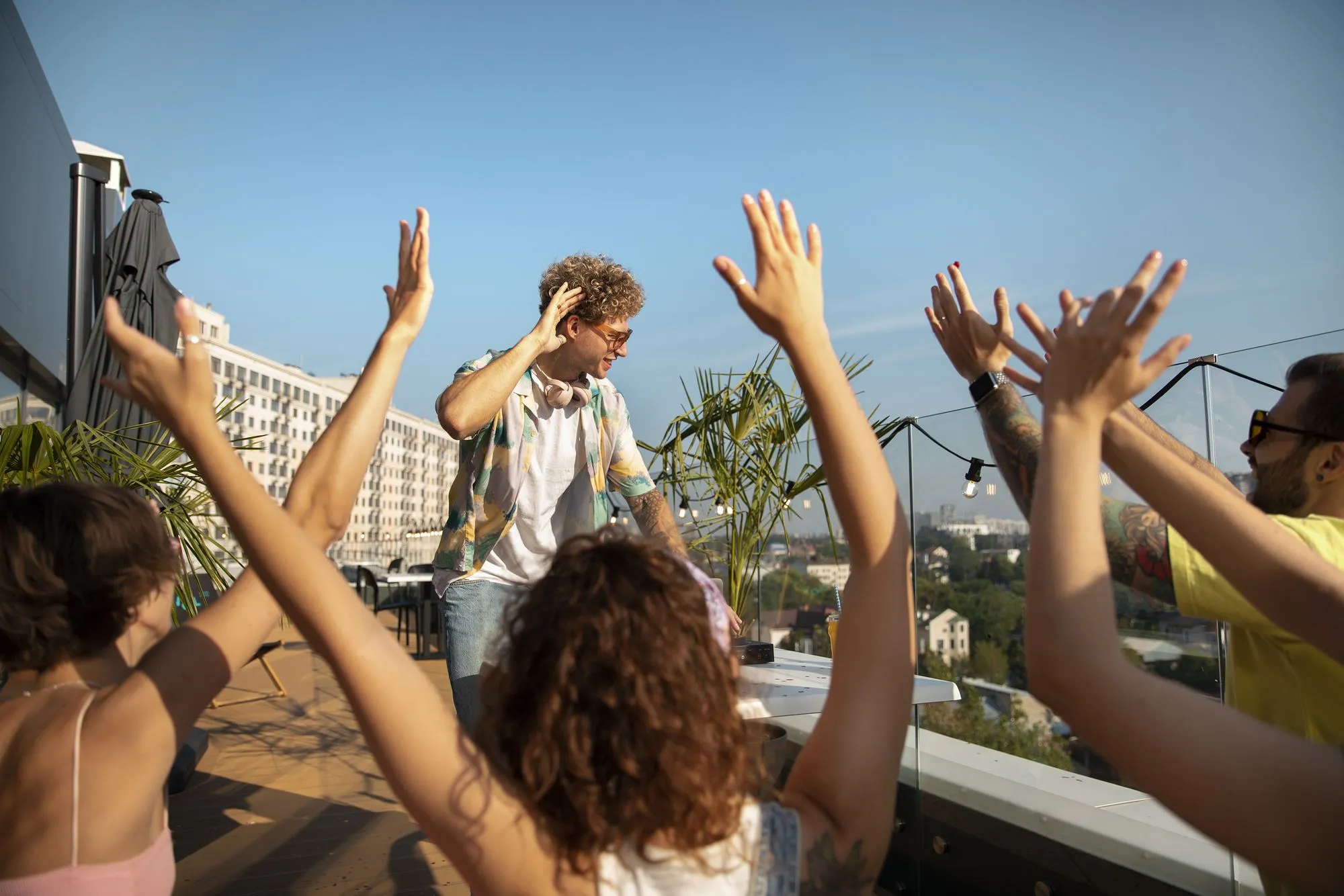 Rooftop party with friends