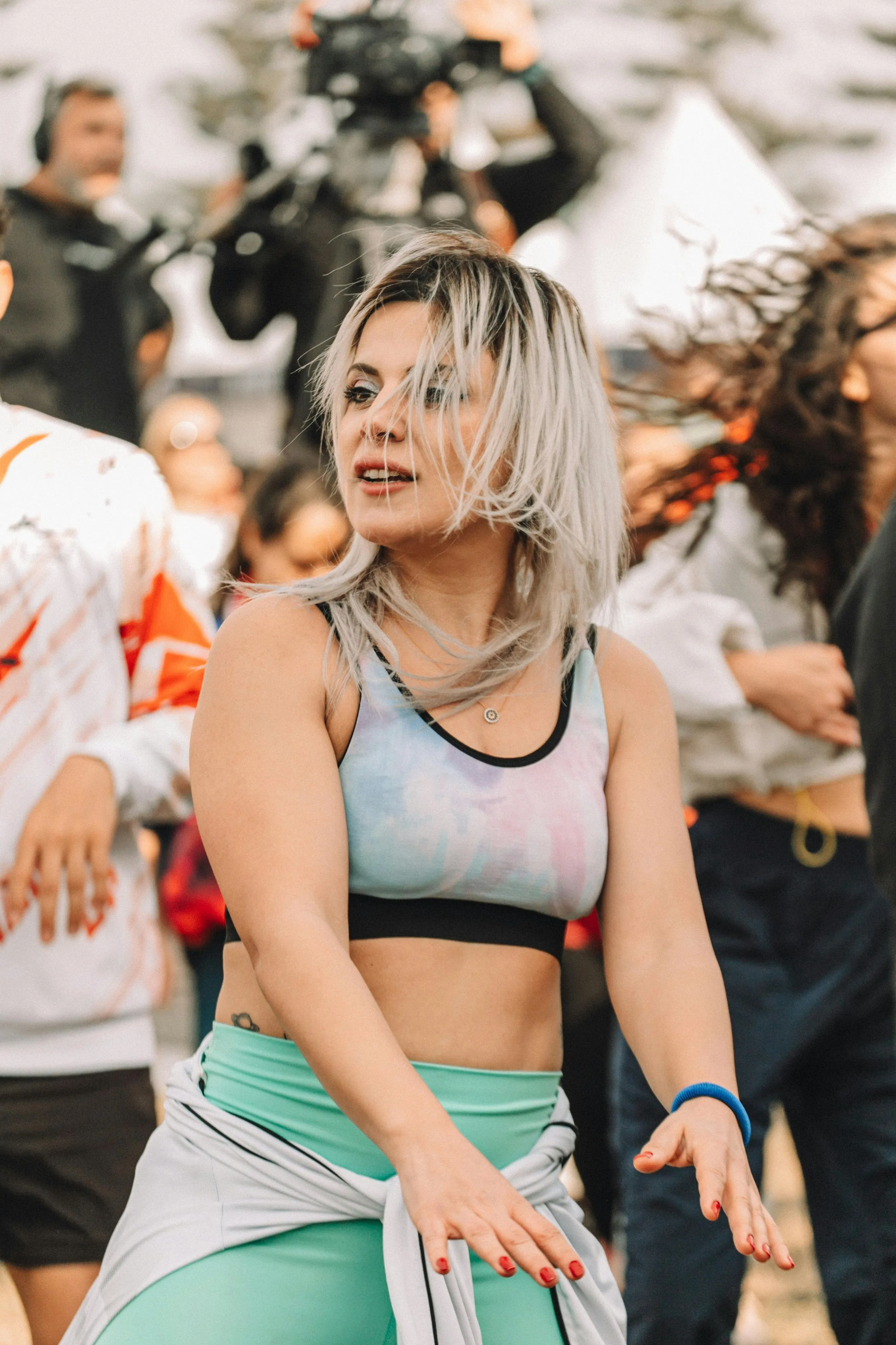Woman dancing at outdoor event